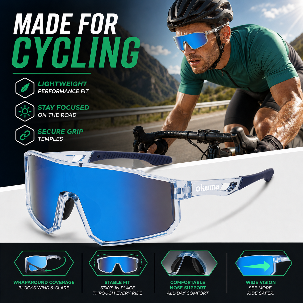 Surf Reel - OKUMA UV400 Sports Eyewear Men Women