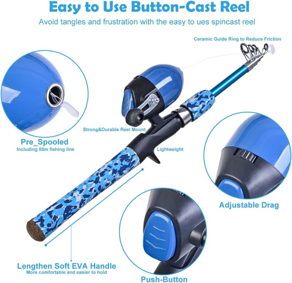 Kids Fishing Pole Set with Ful - Spincast Reel avaliação e preço