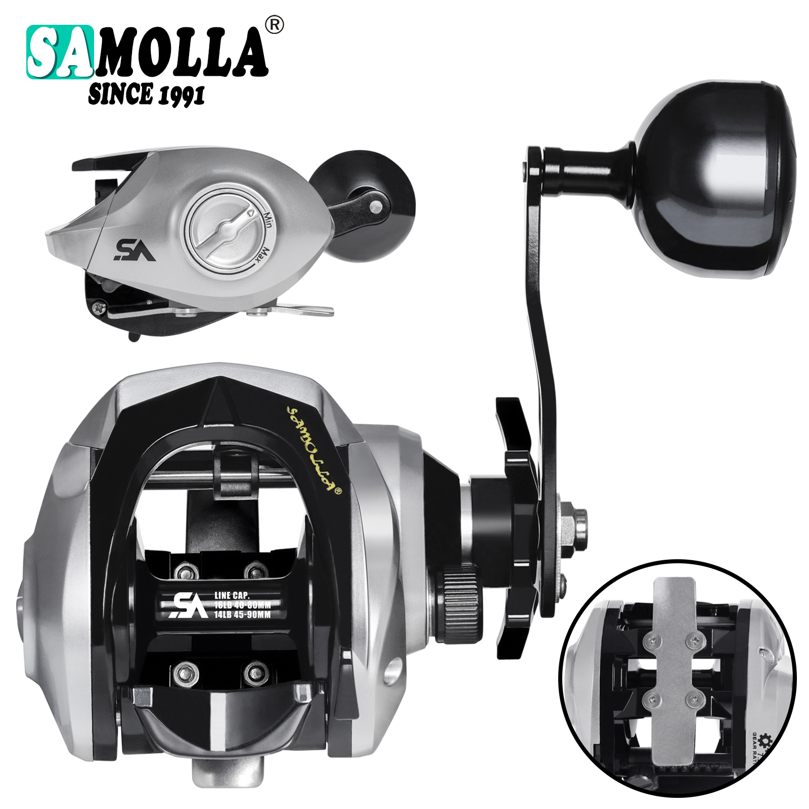 SAMOLLA Large New Baitcasting  - Ice Fishing Reel avaliação e preço